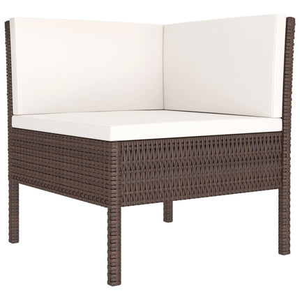 3 Piece Patio Lounge Set with Cushions Poly Rattan Brown