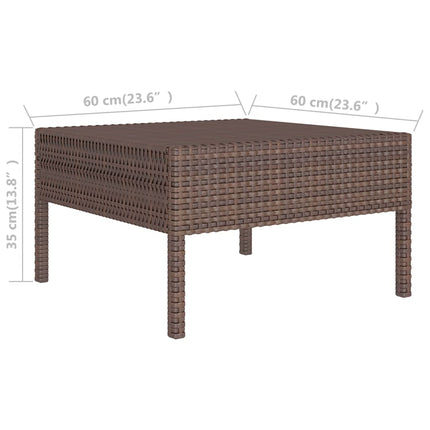 2 Piece Patio Lounge Set with Cushions Poly Rattan Brown
