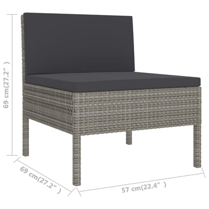2 Piece Patio Lounge Set with Cushions Poly Rattan Gray