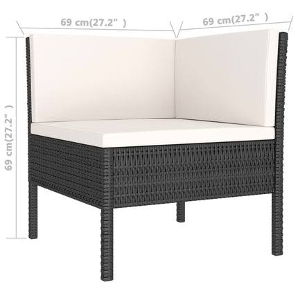 2 Piece Patio Lounge Set with Cushions Poly Rattan Black