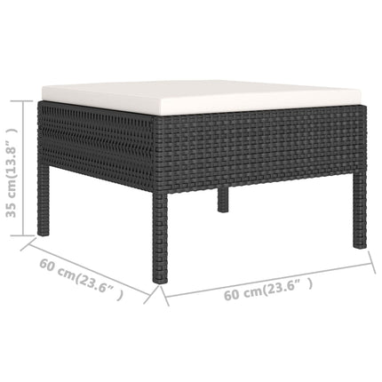 2 Piece Patio Lounge Set with Cushions Poly Rattan Black