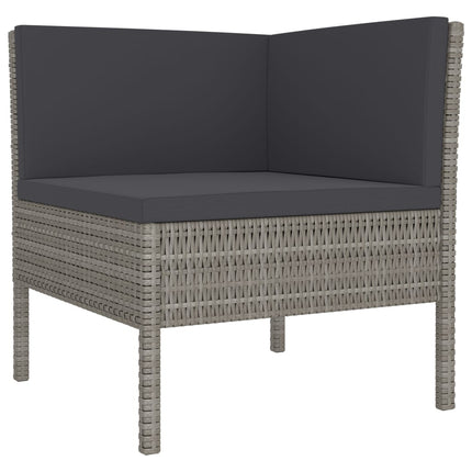 2 Piece Patio Lounge Set with Cushions Poly Rattan Gray