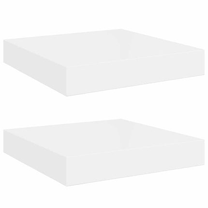 Floating Wall Shelves 2 pcs High Gloss White 9.1"x9.3"x1.5" MDF