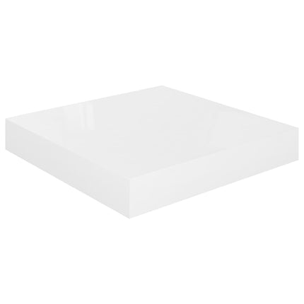 Floating Wall Shelves 2 pcs High Gloss White 9.1"x9.3"x1.5" MDF