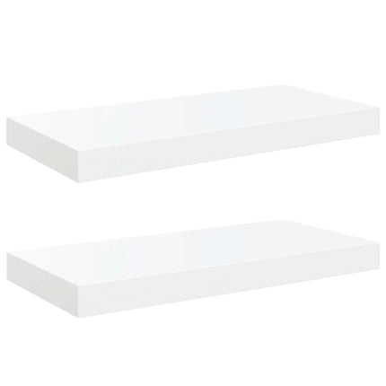 Floating Wall Shelves 2 pcs High Gloss White 19.7"x9.1"x1.5" MDF