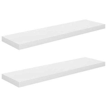 Floating Wall Shelves 2 pcs High Gloss White 35.4"x9.3"x1.5" MDF