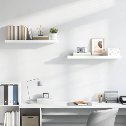 Floating Wall Shelves 2 pcs High Gloss White 35.4"x9.3"x1.5" MDF