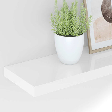 Floating Wall Shelves 2 pcs High Gloss White 35.4"x9.3"x1.5" MDF