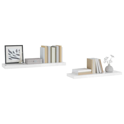 Floating Wall Shelves 2 pcs High Gloss White 35.4"x9.3"x1.5" MDF