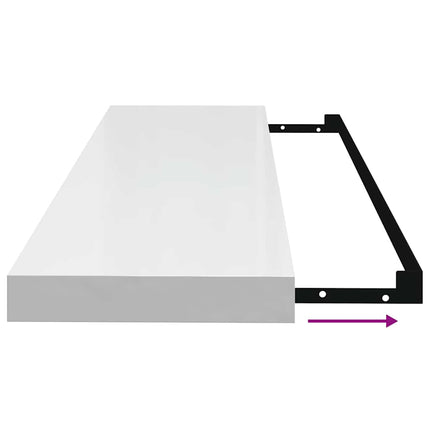 Floating Wall Shelves 2 pcs High Gloss White 35.4"x9.3"x1.5" MDF