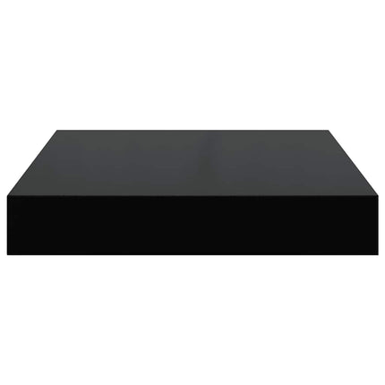 Floating Wall Shelf High Gloss Black 9.1"x9.3"x1.5" MDF