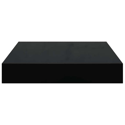Floating Wall Shelves 2 pcs High Gloss Black 9.1"x9.3"x1.5" MDF