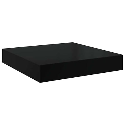 Floating Wall Shelves 4 pcs High Gloss Black 9.1"x9.3"x1.5" MDF