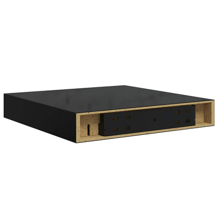 Floating Wall Shelves 4 pcs High Gloss Black 9.1"x9.3"x1.5" MDF