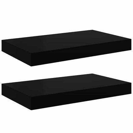 Floating Wall Shelves 2 pcs High Gloss Black 15.7"x9.1"x1.5" MDF