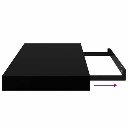 Floating Wall Shelf High Gloss Black 19.7"x9.1"x1.5" MDF