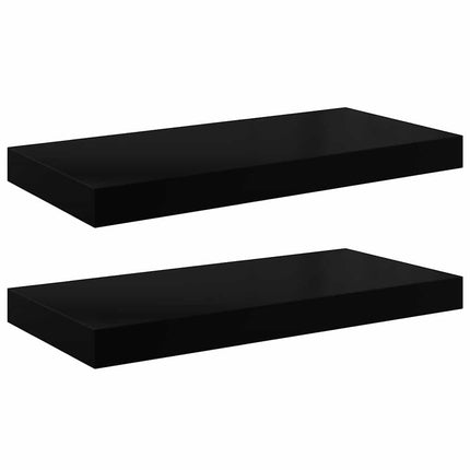Floating Wall Shelves 2 pcs High Gloss Black 19.7"x9.1"x1.5" MDF