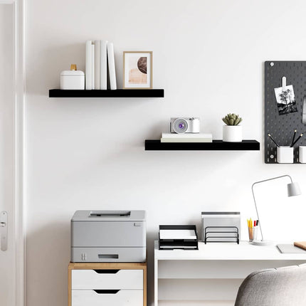 Floating Wall Shelves 2 pcs High Gloss Black 23.6"x9.3"x1.5" MDF