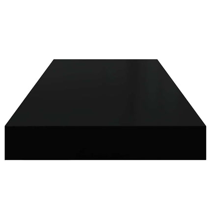 Floating Wall Shelves 2 pcs High Gloss Black 23.6"x9.3"x1.5" MDF