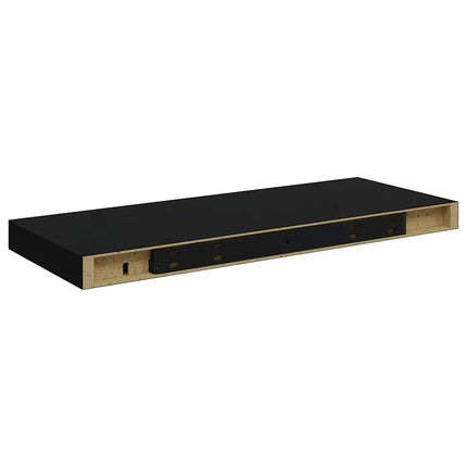 Floating Wall Shelves 2 pcs High Gloss Black 23.6"x9.3"x1.5" MDF