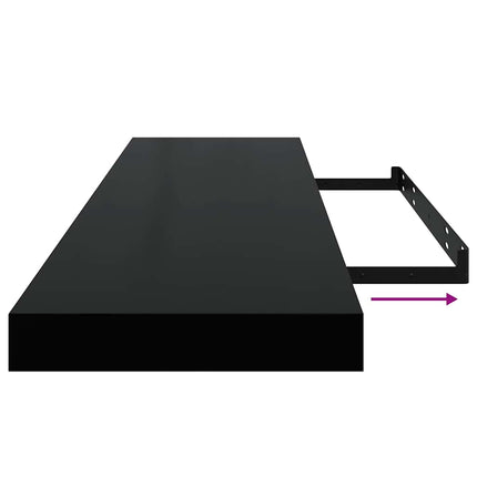 Floating Wall Shelf High Gloss Black 35.4"x9.3"x1.5" MDF