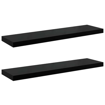 Floating Wall Shelves 2 pcs High Gloss Black 35.4"x9.3"x1.5" MDF