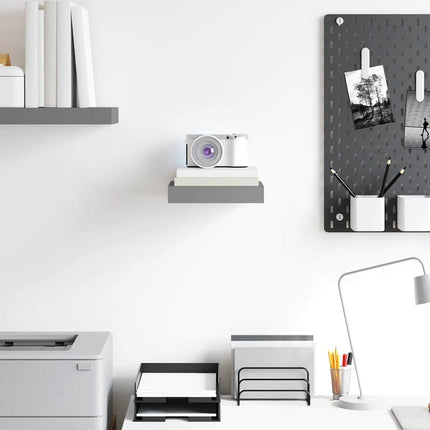 Floating Wall Shelf High Gloss Gray 9.1"x9.3"x1.5" MDF