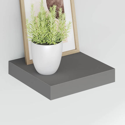 Floating Wall Shelf High Gloss Gray 9.1"x9.3"x1.5" MDF