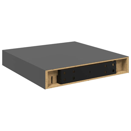 Floating Wall Shelf High Gloss Gray 9.1"x9.3"x1.5" MDF