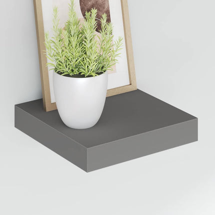 Floating Wall Shelves 4 pcs High Gloss Gray 9.1"x9.3"x1.5" MDF