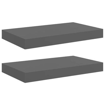 Floating Wall Shelves 2 pcs High Gloss Gray 15.7"x9.1"x1.5" MDF