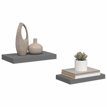Floating Wall Shelves 2 pcs High Gloss Gray 15.7"x9.1"x1.5" MDF