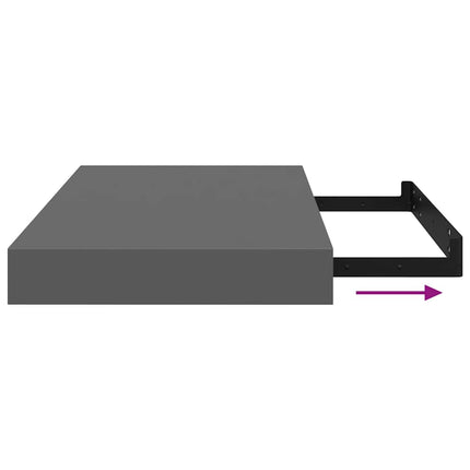 Floating Wall Shelves 2 pcs High Gloss Gray 15.7"x9.1"x1.5" MDF