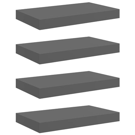 Floating Wall Shelves 4 pcs High Gloss Gray 15.7"x9.1"x1.5" MDF