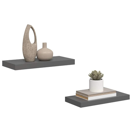 Floating Wall Shelves 2 pcs High Gloss Gray 19.7"x9.1"x1.5" MDF