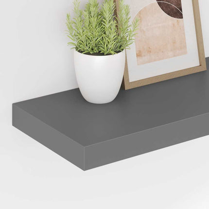 Floating Wall Shelves 4 pcs High Gloss Gray 19.7"x9.1"x1.5" MDF