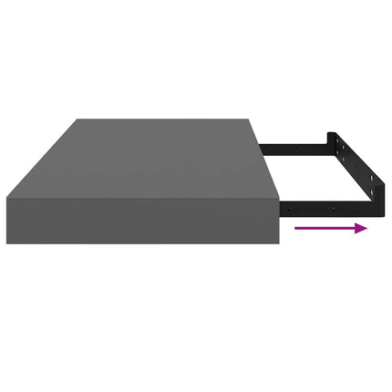 Floating Wall Shelves 4 pcs High Gloss Gray 19.7"x9.1"x1.5" MDF