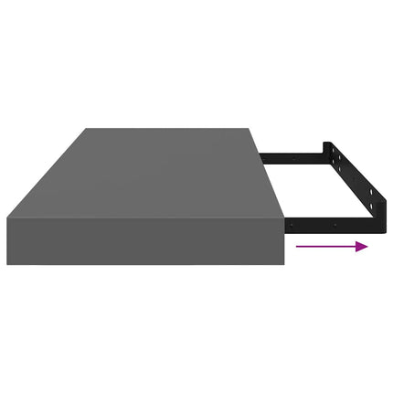 Floating Wall Shelf High Gloss Gray 23.6"x9.3"x1.5" MDF