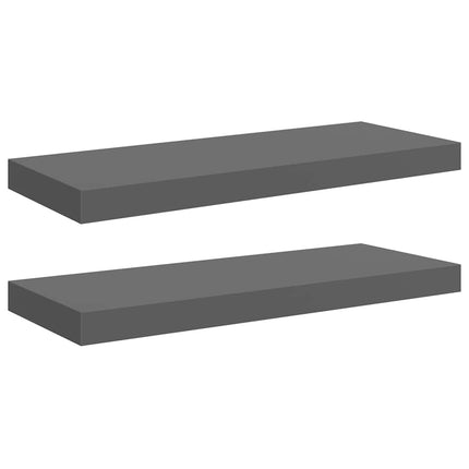Floating Wall Shelves 2 pcs High Gloss Gray 23.6"x9.3"x1.5" MDF