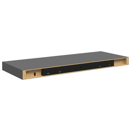 Floating Wall Shelves 2 pcs High Gloss Gray 23.6"x9.3"x1.5" MDF