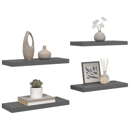 Floating Wall Shelves 4 pcs High Gloss Gray 23.6"x9.3"x1.5" MDF