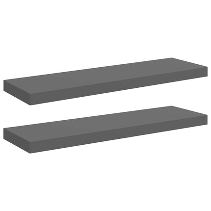 Floating Wall Shelves 2 pcs High Gloss Gray 31.5"x9.3"x1.5" MDF