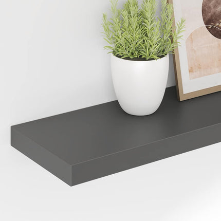 Floating Wall Shelves 2 pcs High Gloss Gray 31.5"x9.3"x1.5" MDF
