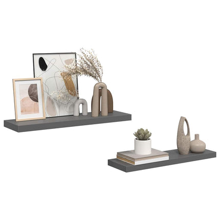 Floating Wall Shelves 2 pcs High Gloss Gray 31.5"x9.3"x1.5" MDF