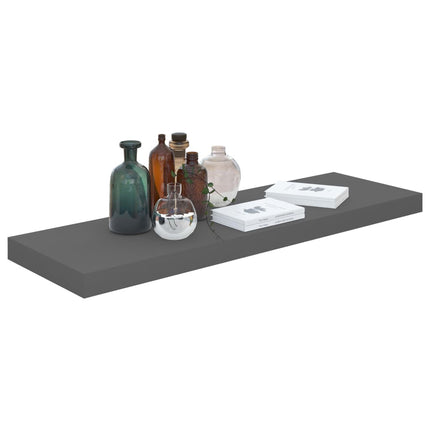 Floating Wall Shelves 2 pcs High Gloss Gray 31.5"x9.3"x1.5" MDF