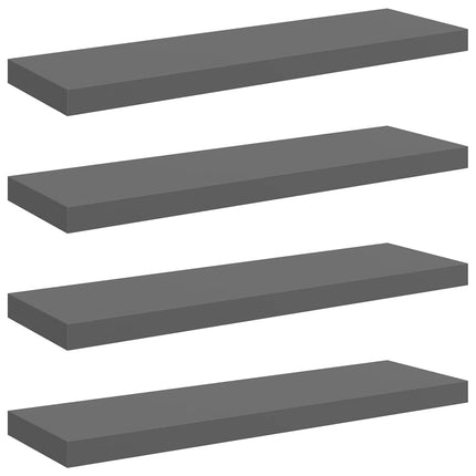 Floating Wall Shelves 4 pcs High Gloss Gray 31.5"x9.3"x1.5" MDF