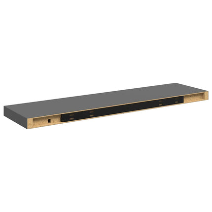 Floating Wall Shelves 2 pcs High Gloss Gray 35.4"x9.3"x1.5" MDF