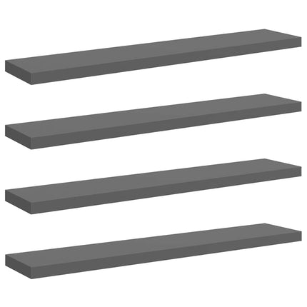 Floating Wall Shelves 4 pcs High Gloss Gray 47.2"x9.3"x1.5" MDF