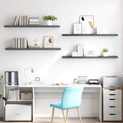 Floating Wall Shelves 4 pcs High Gloss Gray 47.2"x9.3"x1.5" MDF