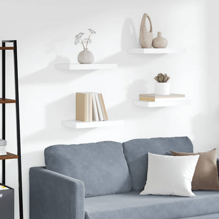 Floating Wall Shelves 4 pcs White 15.7"x9.1"x1.5" MDF